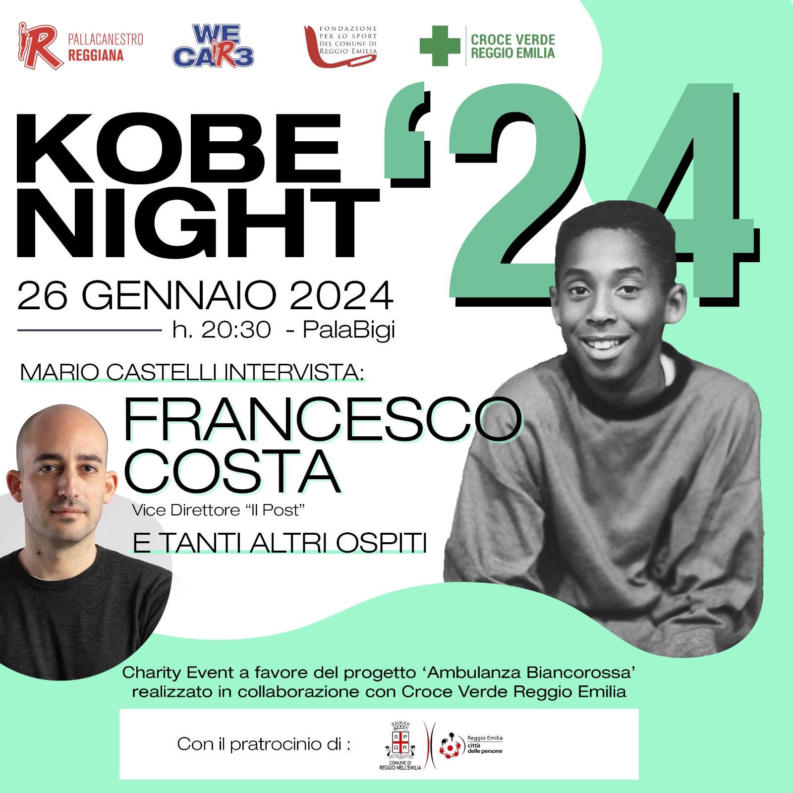 Kobe Night ’24-Croce Verde Reggio Emilia-Pallacanestro Reggiana Kobe Night ’24: 26 gennaio 2024 al PalaBigi
